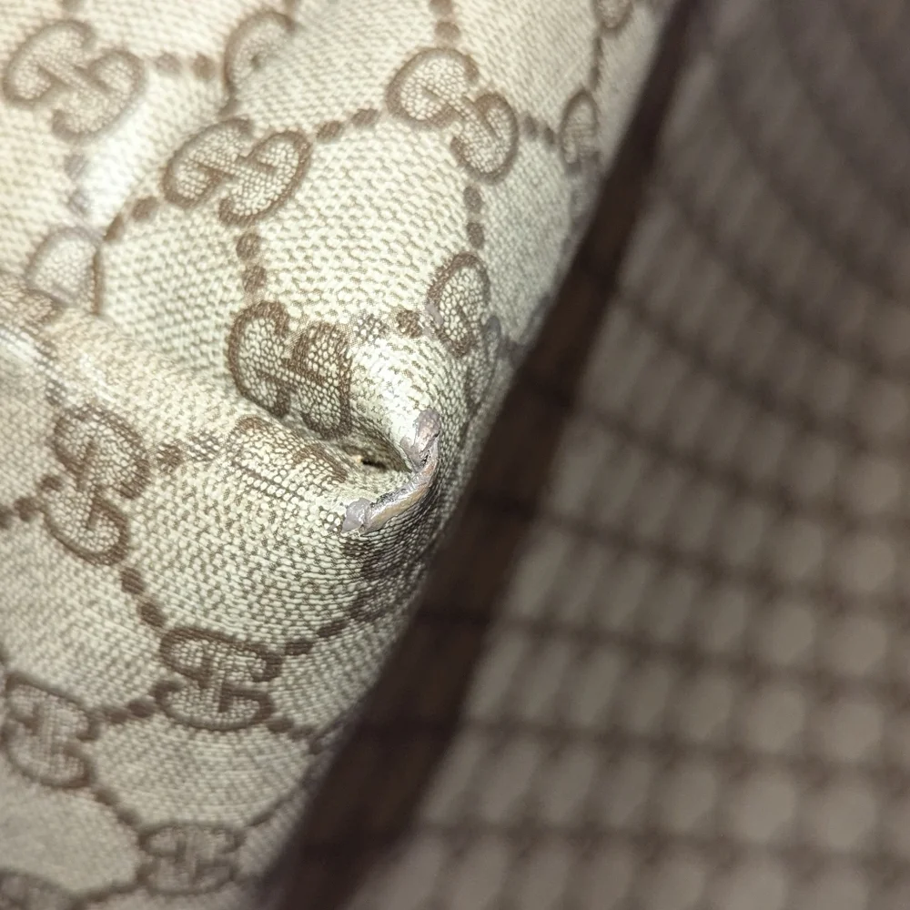 Gucci Ophidia Sherry Line Coated Canvas Tote Bag Brown Tan GUC - Picture 11 of 16